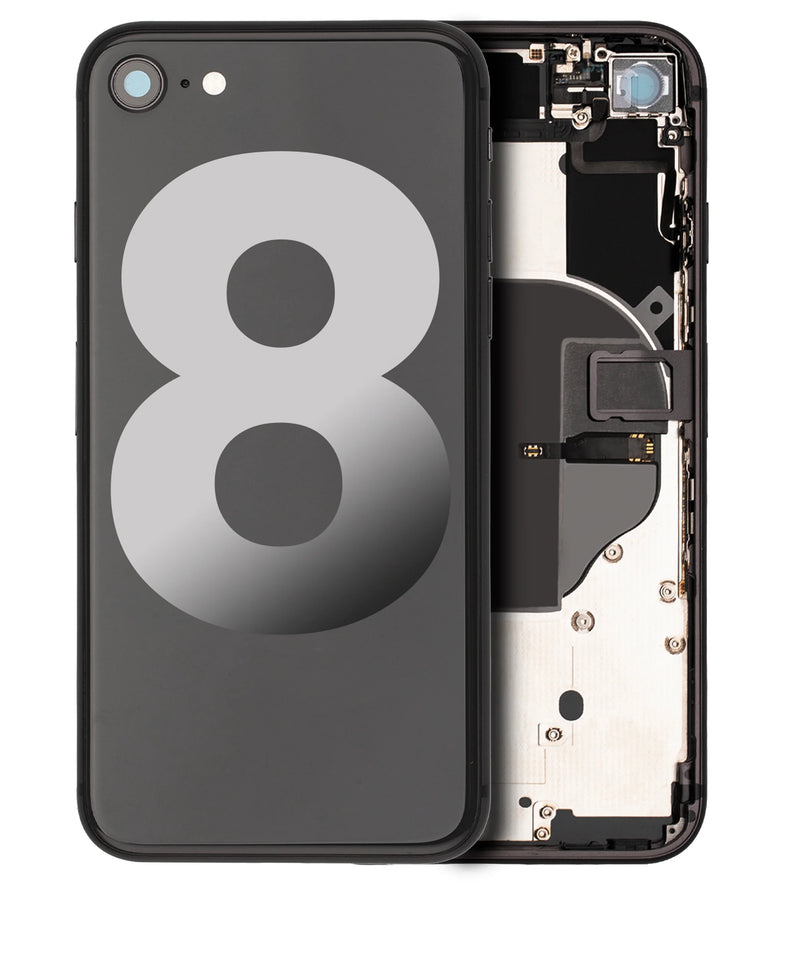 Back Housing W/ Small Components Pre-Installed Compatible For IPhone 8 (Used OEM Pull: Grade A) (Space Gray)