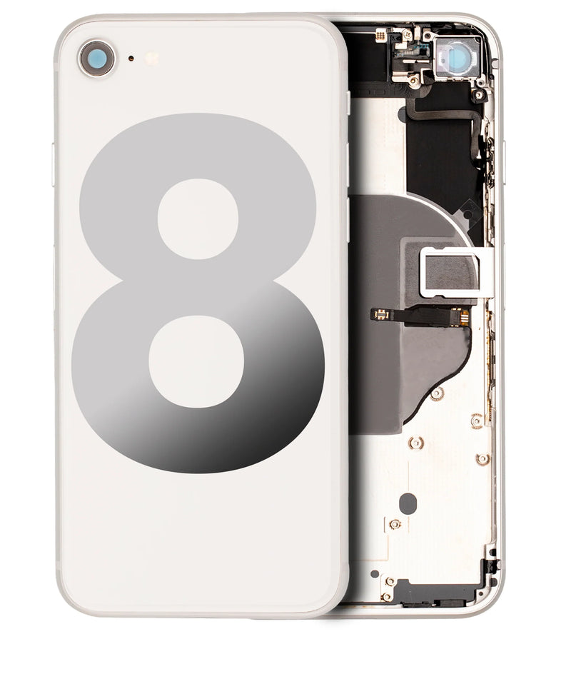 Back Housing W/ Small Components Pre-Installed Compatible For IPhone 8 (Used OEM Pull: Grade A) (Silver)