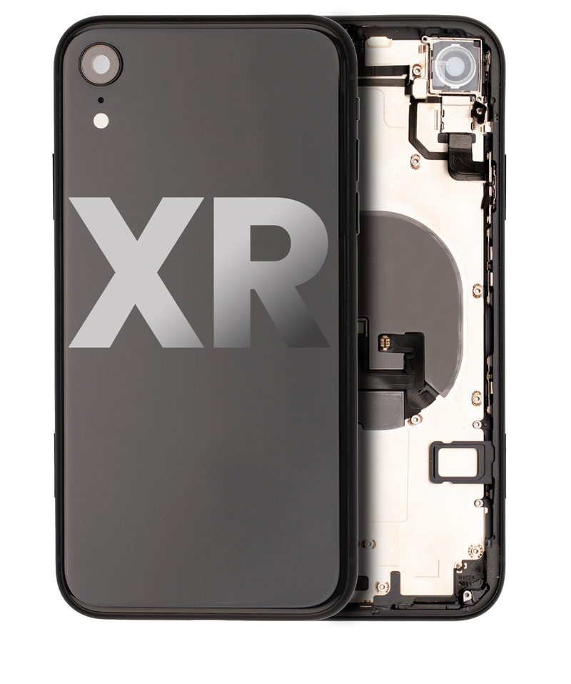 Back Housing Small Components Pre-Installed For IPhone XR (Used OEM Pull: Grade A) (Black)