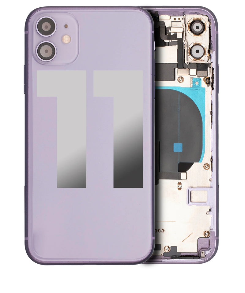 Back Housing Small Components Pre-Installed For IPhone 11 (Used OEM Pull: Grade A) (Purple)