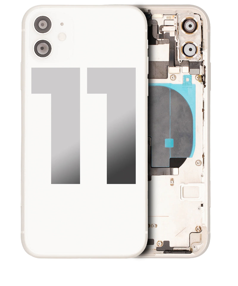 Back Housing Small Components Pre-Installed For IPhone 11 (Used OEM Pull: Grade A) (White)