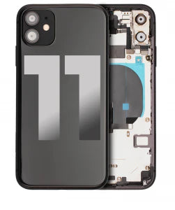 BACK HOUSING SMALL COMPONENTS PRE-INSTALLED FOR IPHONE 11 BLACK ORIGINAL PULLED GRADE A