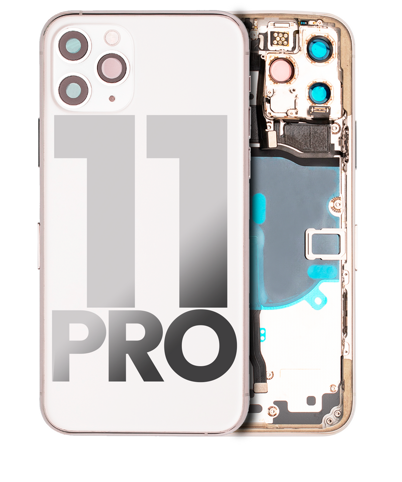 BACK HOUSING SMALL COMPONENTS PRE-INSTALLED FOR IPHONE 11 PRO SILVER ORIGINAL PULLED GRADE A