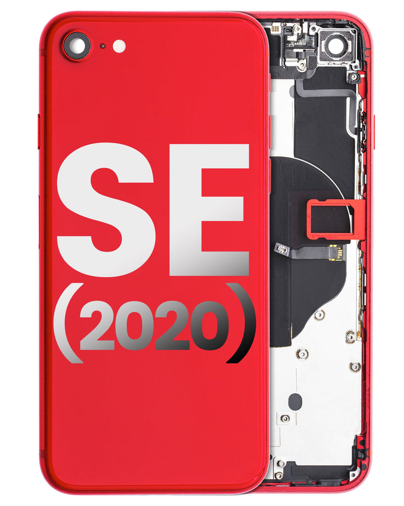 Back Housing W/ Small Components Pre-Installed Compatible For IPhone SE (2020) (Used OEM Pull: Grade A) (Red)