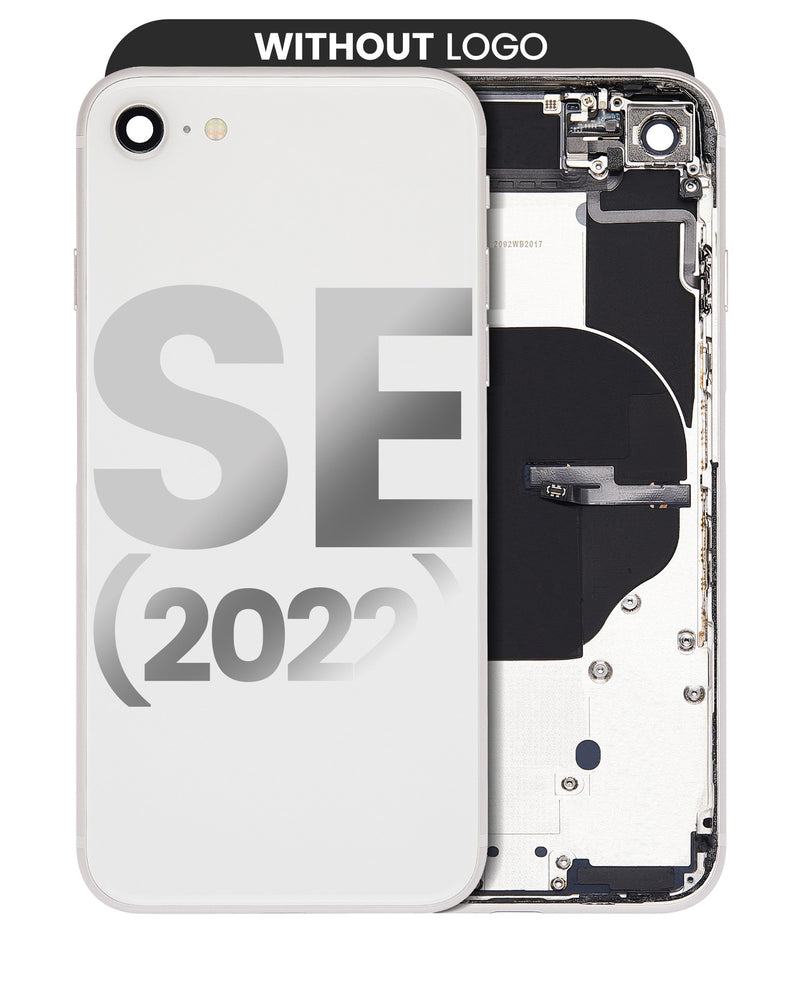 BACK HOUSING SMALL COMPONENTS PRE-INSTALLED FOR IPHONE SE3 (2022) WHITE ORIGINAL PULLED GRADE A