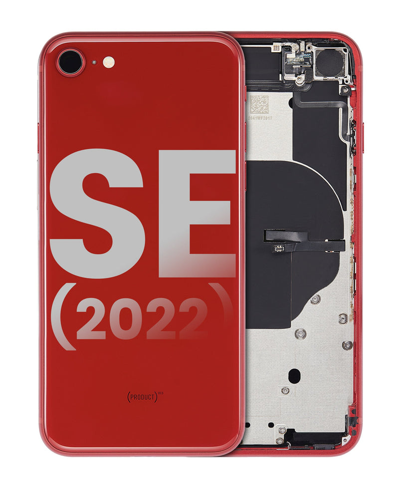 Back Housing Small Components Pre-Installed For IPhone SE (2022) (Used OEM Pull: Grade A) (Red)