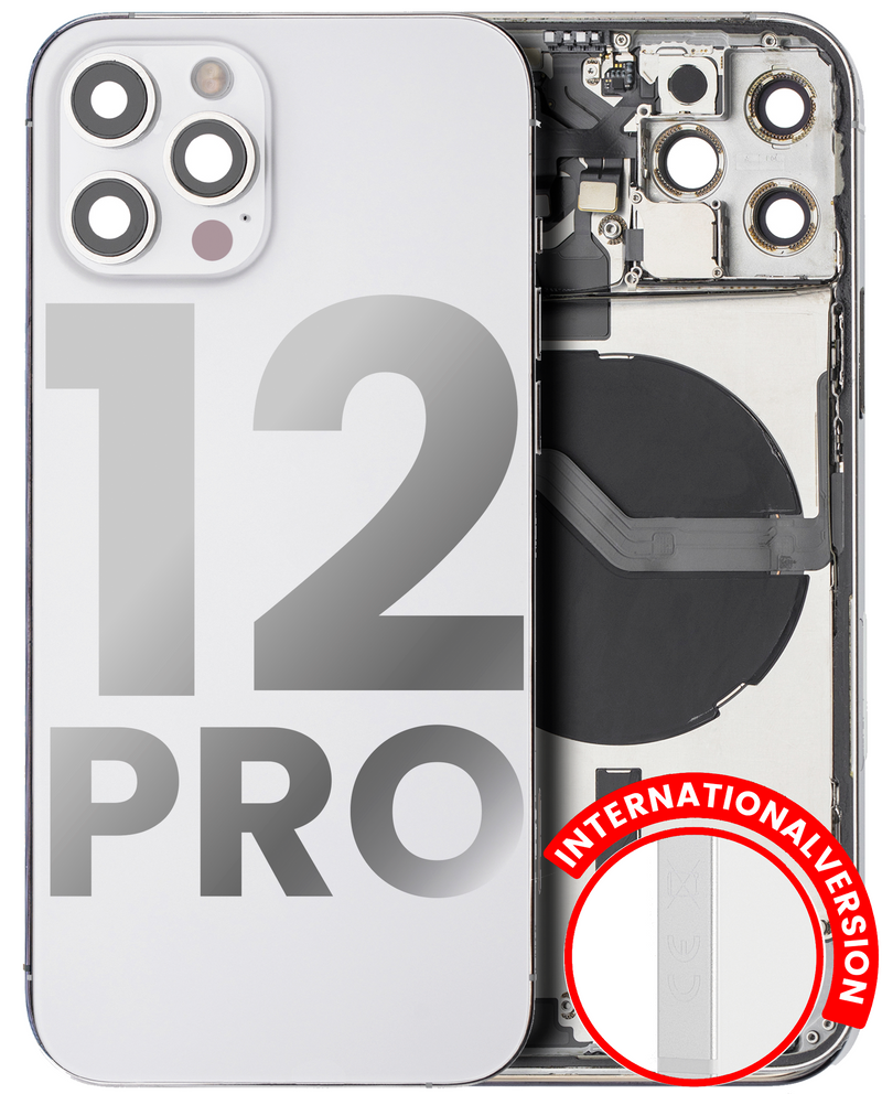 Back Housing Small Components Pre-Installed For IPhone 12 Pro (International Version) (Used OEM Pull: Grade A) (Silver)