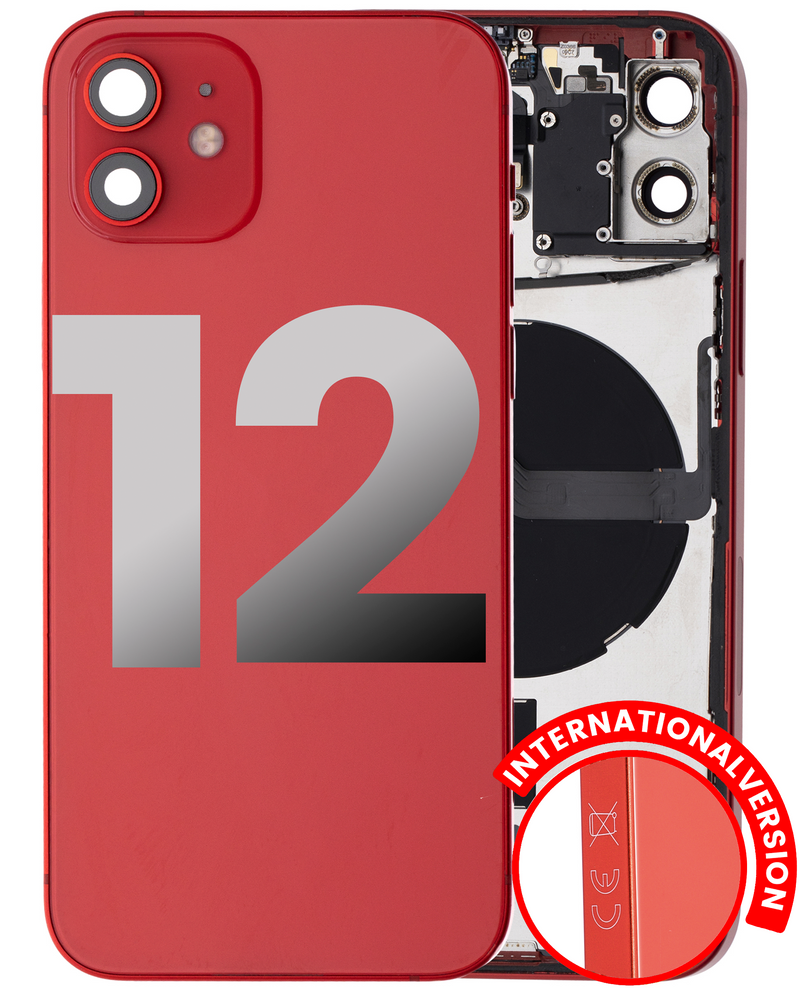 Scocca con pulsanti di accensione e volume pre-installati per iPhone 12 (versione internazionale) (usato pari al nuovo OEM: Grado A) (Rosso)