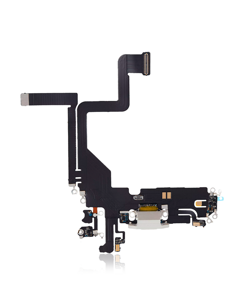 Charging Port Flex Cable Compatible For IPhone 14 Pro (Used OEM Pull) (Silver)