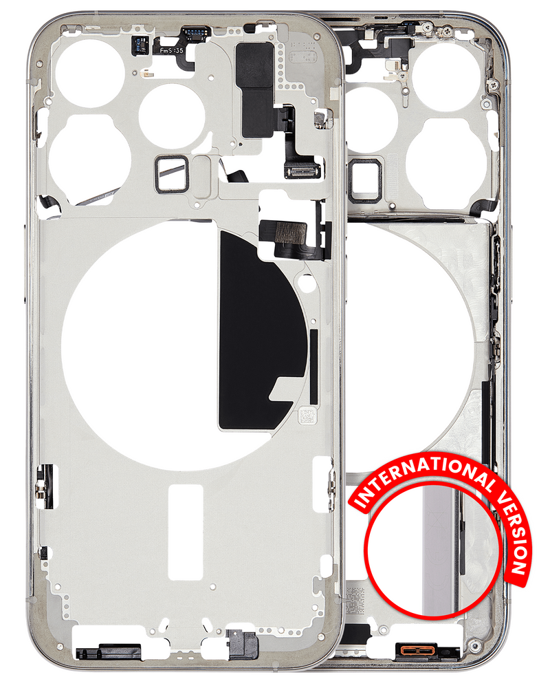 Scocca con pulsanti di accensione e volume pre-installati per iPhone 15 Pro (versione internazionale) (usato OEM: Grado A) (Titanio Bianco)