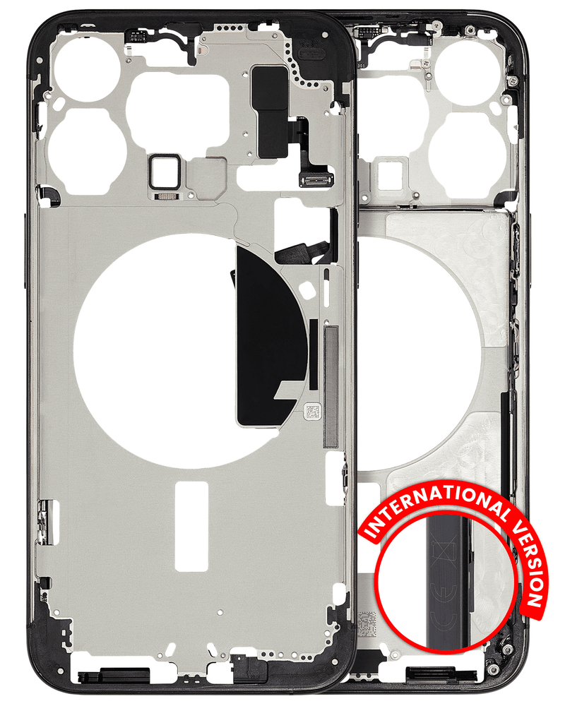 Scocca con pulsanti di accensione e volume pre-installati per iPhone 15 Pro Max (versione internazionale) (usato pari al nuovo OEM: Grado A) (Titanio Nero)